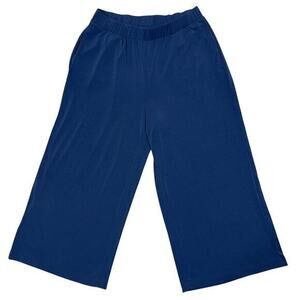 Banana Republic Factory Wide Leg Crop Pants Sz Medium Navy Pull-On Stretch Beach